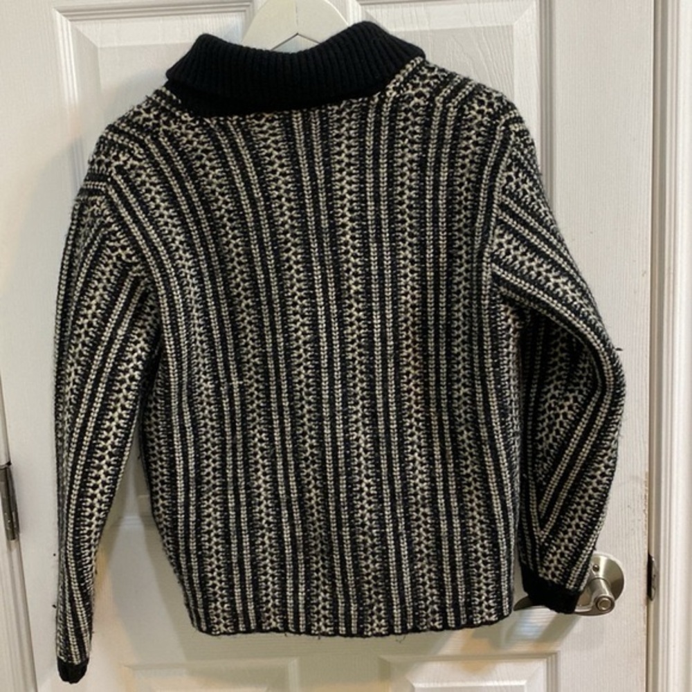 Alpinus Fishermans Pure Wool Black and Cream Cowl Neck Sweater Womens Size L - Picture 7 of 7